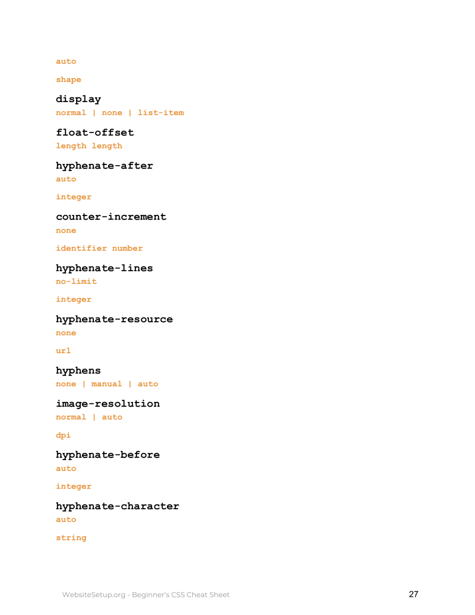 Beginners Essential Css Cheat Sheet, Page 28