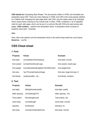 Document preview: Css Cheat Sheet - Cascading Style Sheets