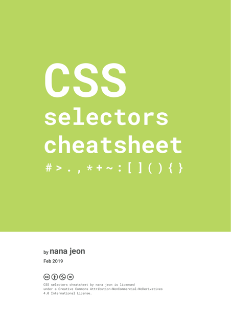 Css Selectors Cheat Sheet