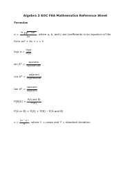 Algebra 2 Eoc FSA Mathematics Reference Sheet, Page 2