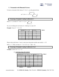 Algebra Cheat Sheet - Factoring Polynomials, Page 2