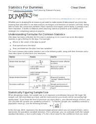 Document preview: Statistics for Dummies Cheat Sheet