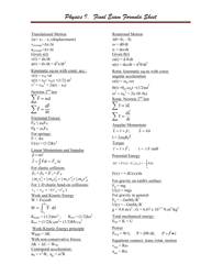 Document preview: Physics I Final Exam Formula Sheet