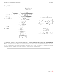 Trigonometric Substitution Cheat Sheet, Page 2