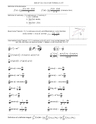 Document preview: Ap Calculus AB Formula Sheet