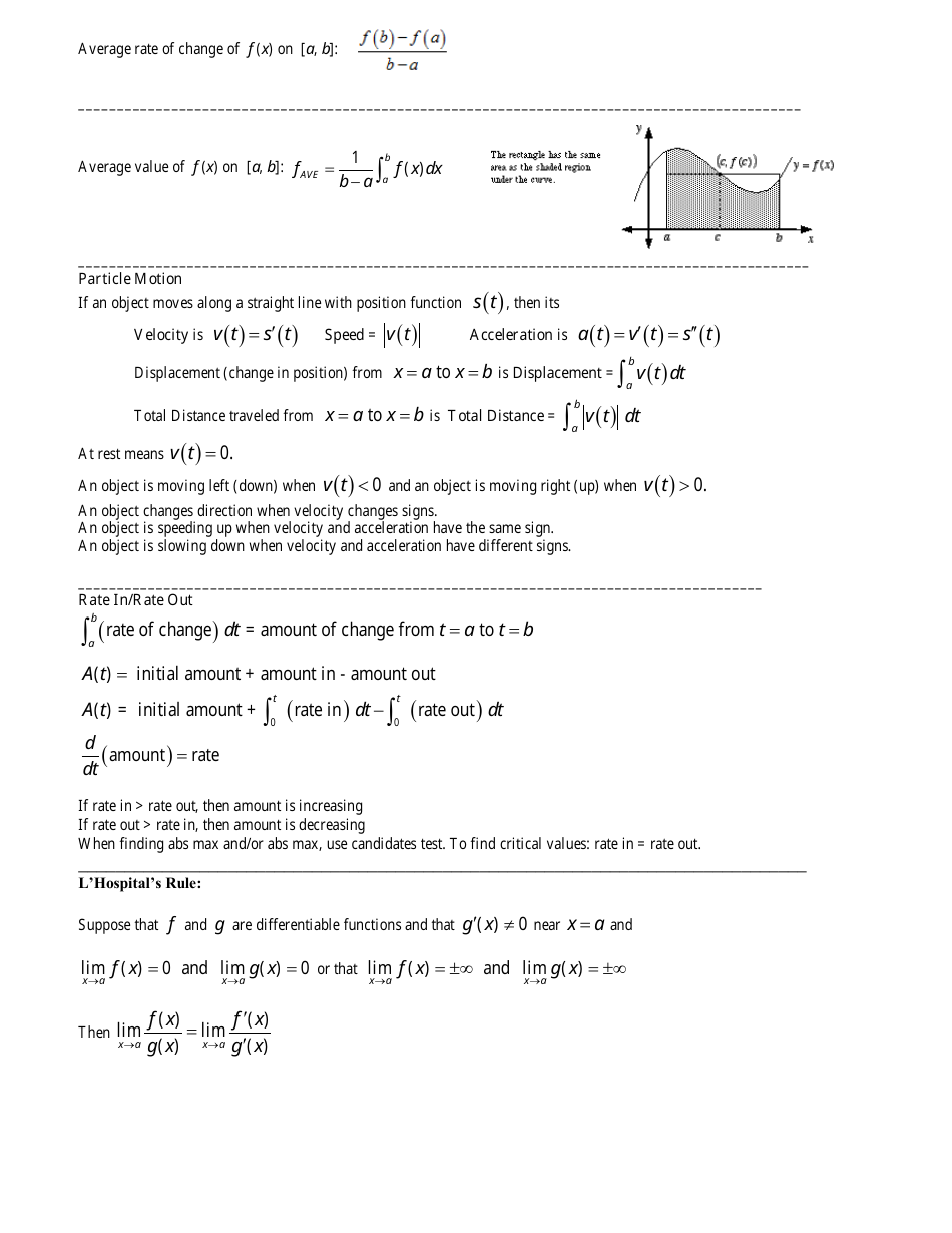 Ap Calculus Ab Formula Sheet Download Printable Pdf Templateroller 0253