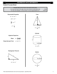 Document preview: Grade 8 Mathematics Formula Sheet - Pssa