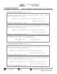 Trigonometric Derivatives and Integrals Calculus Cheat Sheet, Page 2
