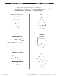 Grade 8 Math Reference Sheet, Page 2