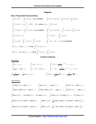 Common Derivatives and Integrals Cheat Sheet, Page 2