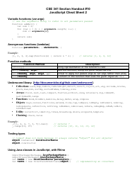 Document preview: Cse 341 Javascript Cheat Sheet