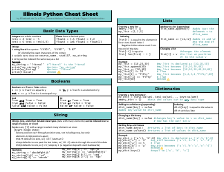 Document preview: Python Basics Cheat Sheet - Elizabeth De Sa E Silva, Tamara Nelson-Fromm, Wade Fagen-Ulmschneider