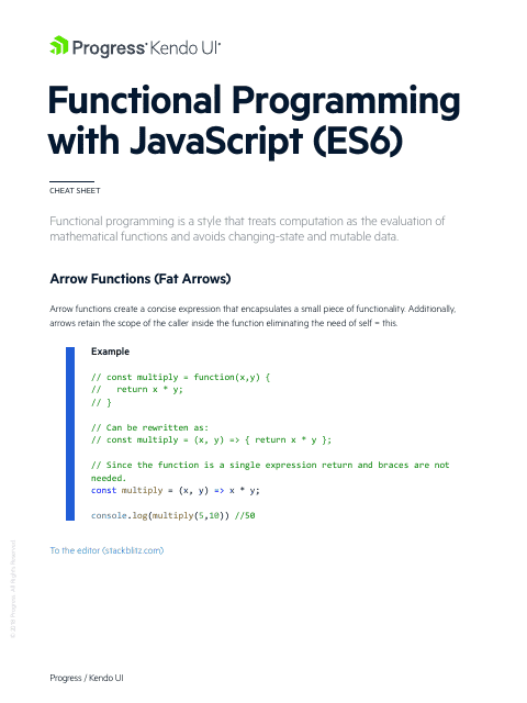 Javascript Cheat Sheet: Functional Programming (Es6) - Kendo Ui
