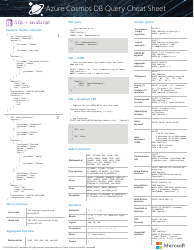 Document preview: Azure Cosmos Db Query Cheat Sheet