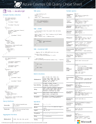 Azure Cosmos Db Query Cheat Sheet