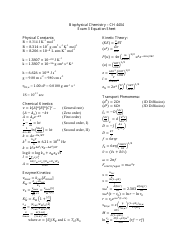 Document preview: Biophysical Chemistry Equation Sheet