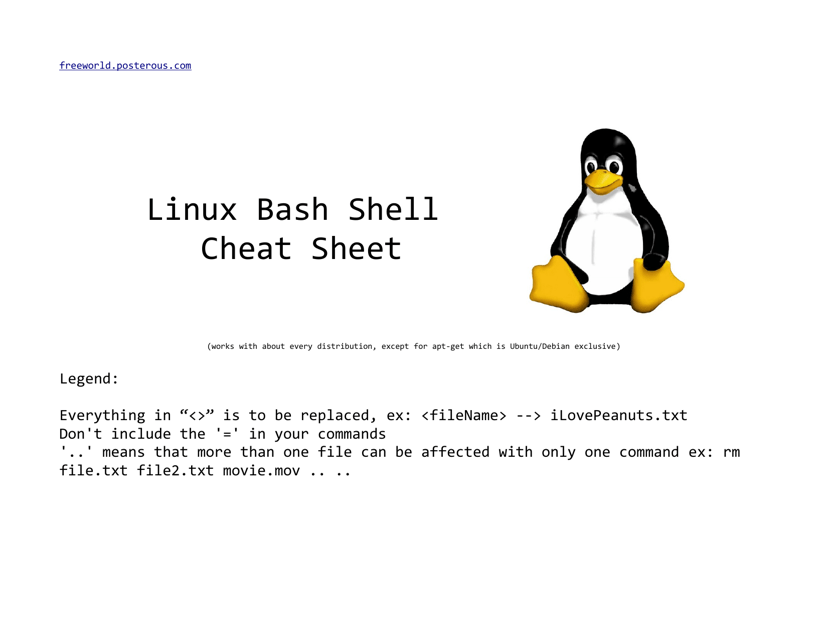 Linux Bash Shell Cheat Sheet - Flashcard preview
