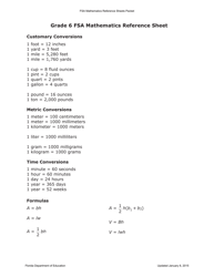 Document preview: Grade 6 FSA Mathematics Cheat Sheet