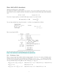 Document preview: Data 100 Latex Cheat Sheet