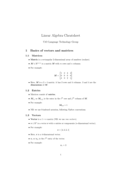 Document preview: Linear Algebra Cheatsheet - Uio Language Technology Group