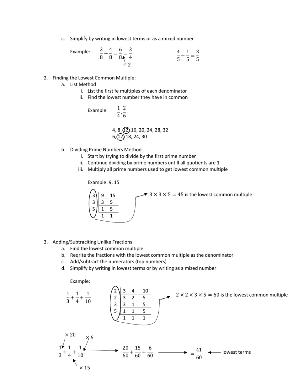 Cheat Sheet for Fractions, Page 4