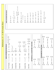 Mathematics 31/31 Ib Formula Sheet