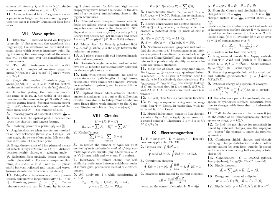 Ipho Formulas Cheat Sheet, Page 3