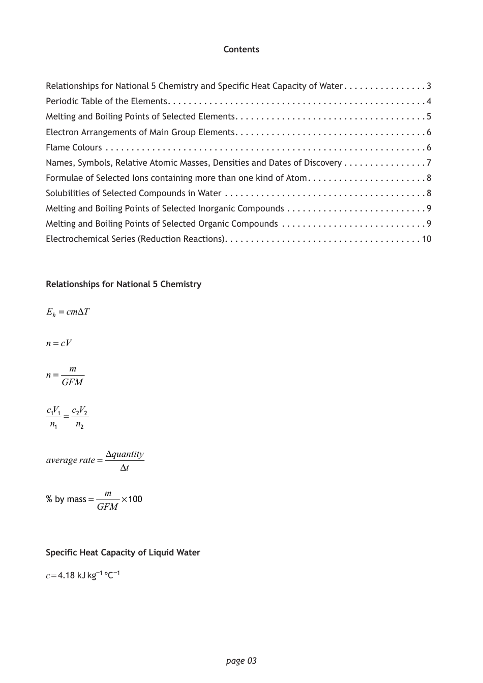 National 5 Chemistry Cheat Sheet, Page 3