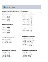 Document preview: Trigonometric Identities Cheat Sheet - Maple Learn