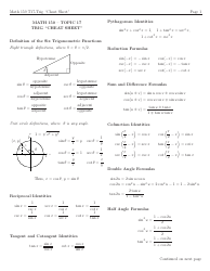 Document preview: Trigonometry Cheat Sheet