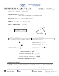 Business Calculus General Formulas Cheat Sheet