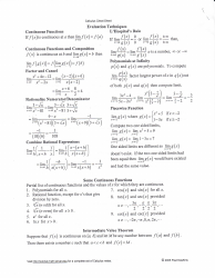 Calculus Cheat Sheet - Limits, Derivatives, Integrals, Page 2