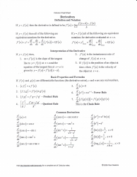 Calculus Cheat Sheet - Limits, Derivatives, Integrals, Page 3
