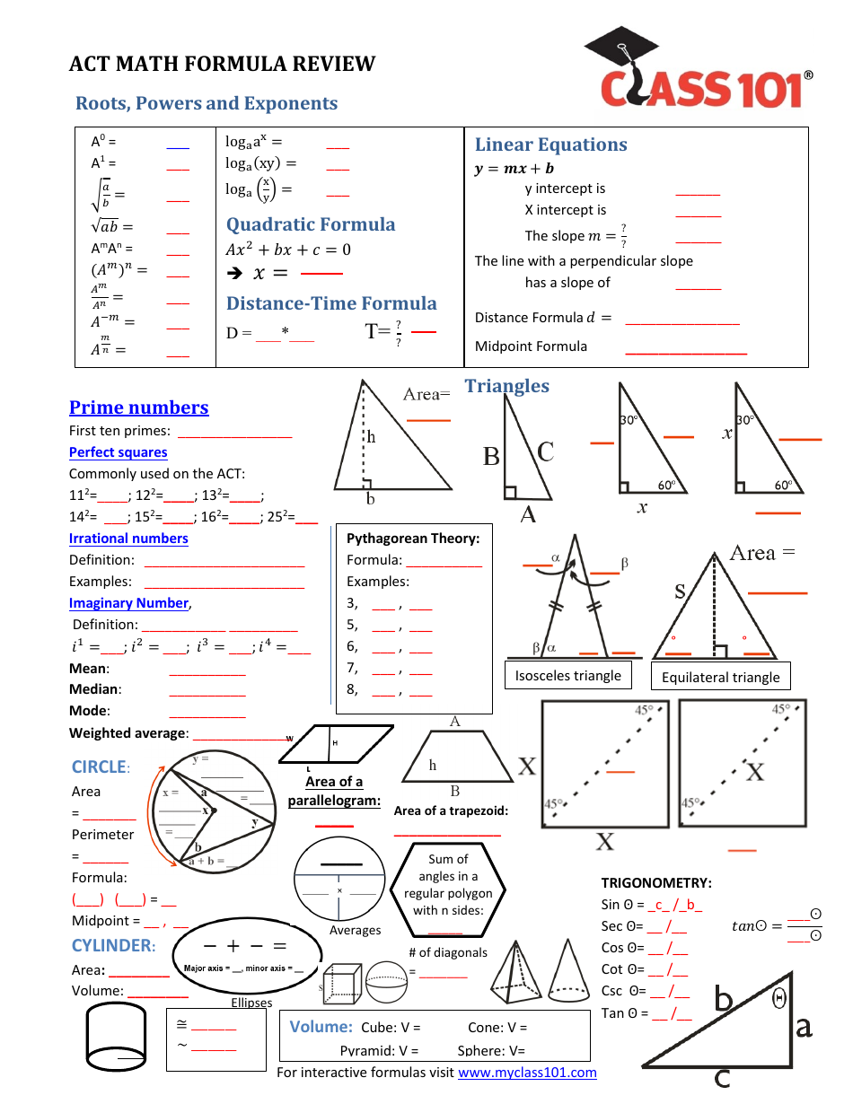 Math Formulas Cheat Sheet Roots Powers And Exponents Download Printable Pdf Templateroller 1866