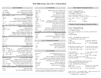 Document preview: Linux, Git, C/C++ Cheat Sheet