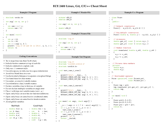 Linux, Git, C/C++ Cheat Sheet, Page 2