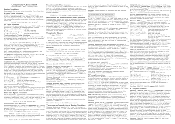 Document preview: Computational Complexity Cheat Sheet