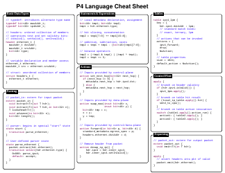 Document preview: P4 Language Cheat Sheet