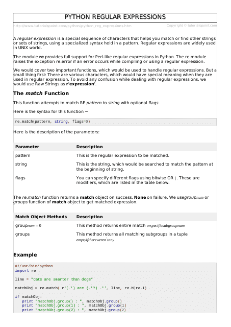 Python Regular Expressions Cheat Sheet Image Preview