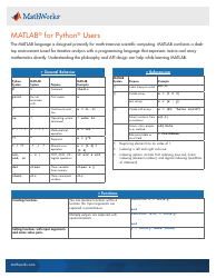 Document preview: Matlab Cheat Sheet for Python Users