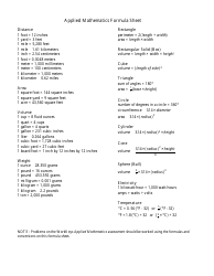 Document preview: Applied Mathematics Formula Sheet