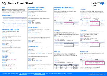 Document preview: Sql Basics Cheat Sheet