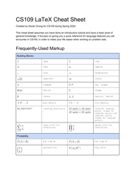 Cs109 Latex Cheat Sheet - Derek Chong