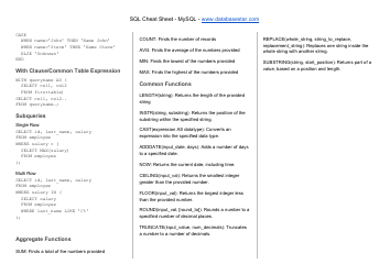 Sql Cheat Sheet - Mysql, Page 3