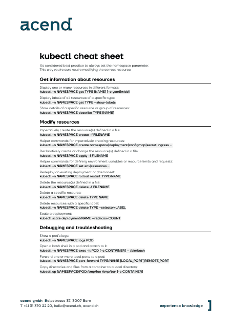 Kubernetes Cheat Sheet - Kubectl