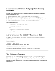 Document preview: Postgresql Cheat Sheet - Working With Time
