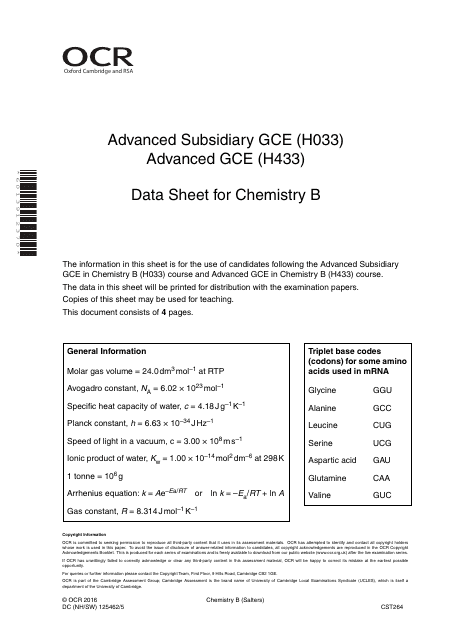 Chemistry B Cheat Sheet