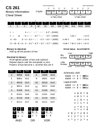 Document preview: Binary Information Cheat Sheet