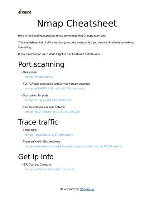 Nmap Cheat Sheet - A concise guide to Nmap tool commands and options, organized in an easy-to-read format.