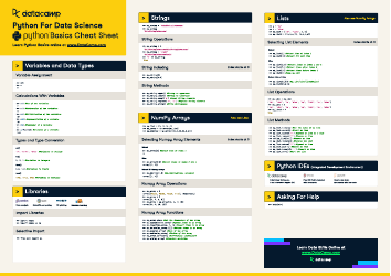Document preview: Python Basics Cheat Sheet - Python for Data Science